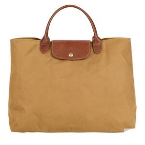 Longchamp Le Pliage Large Tote Tan Nylon Leather Top Handle Bag